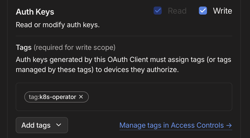 Tailscale AuthKey Configuration